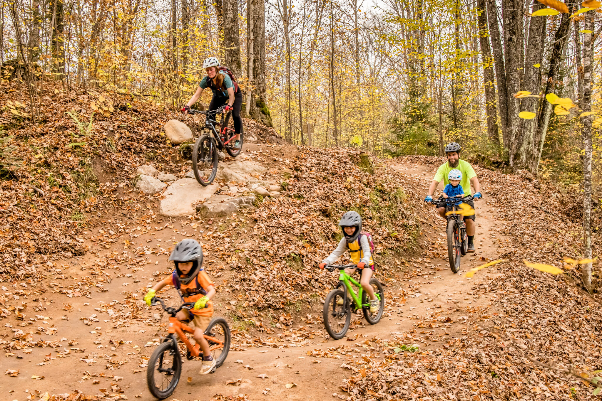 Family enjoys riding different route lines on WinMan One