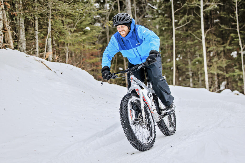 Rider enjoying fat tire biking at WinMan in the winter