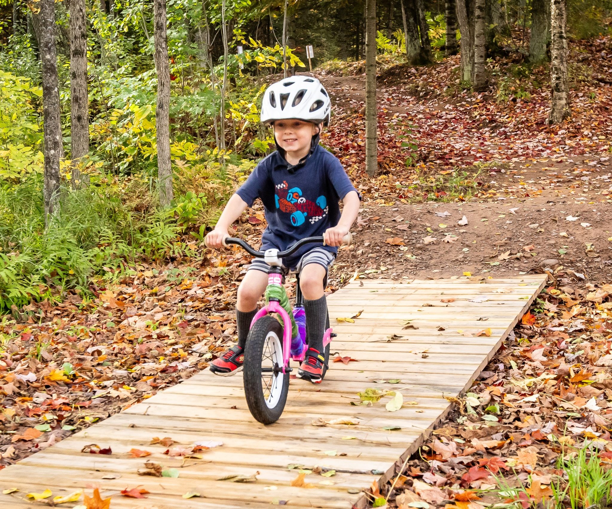 Three year old enjoying the trails at WinMan