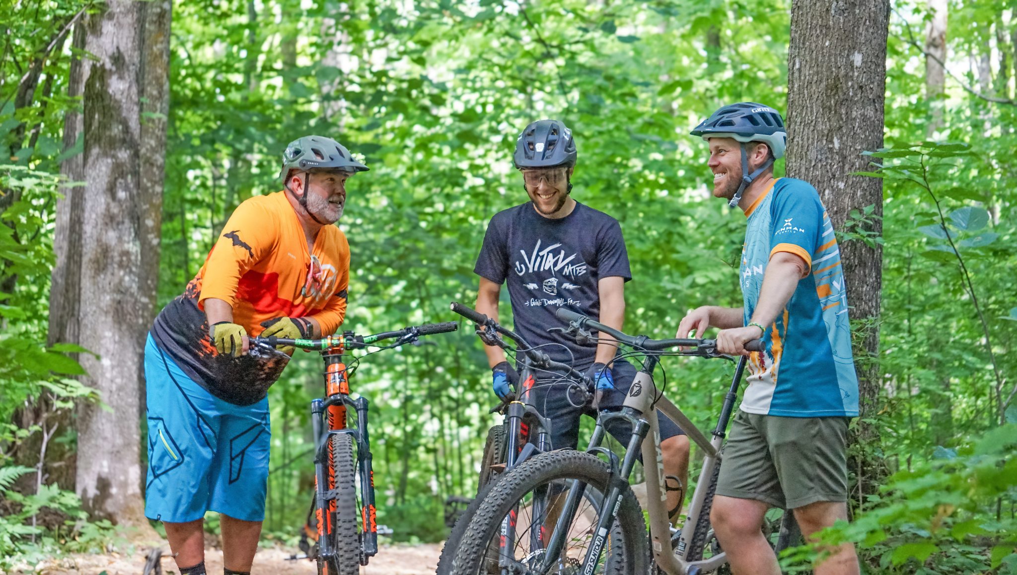 Group resting and chatting on the trail