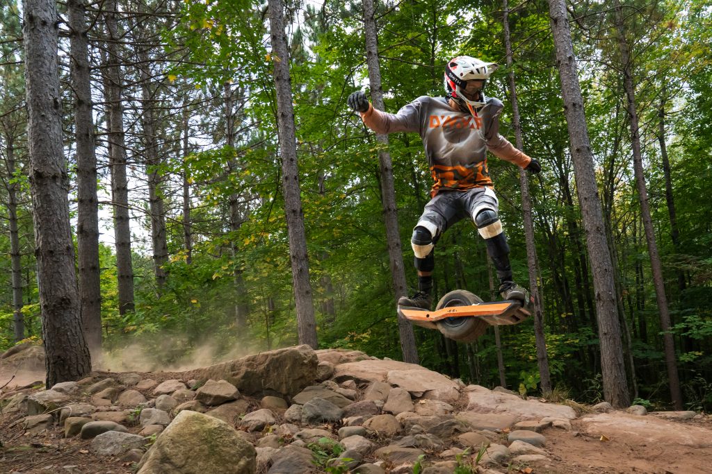 Onewheeler in the air on Send It at WinMan