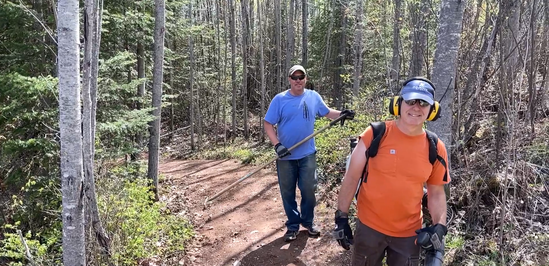 Volunteers working on trail maintenance