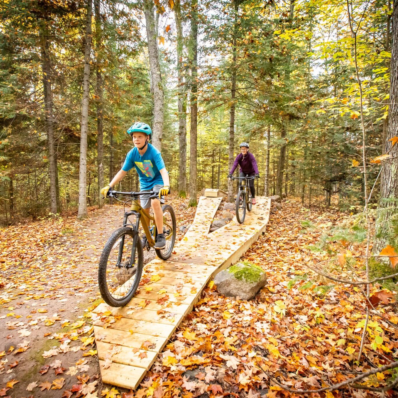 Mother and son riding together on Scout Trail