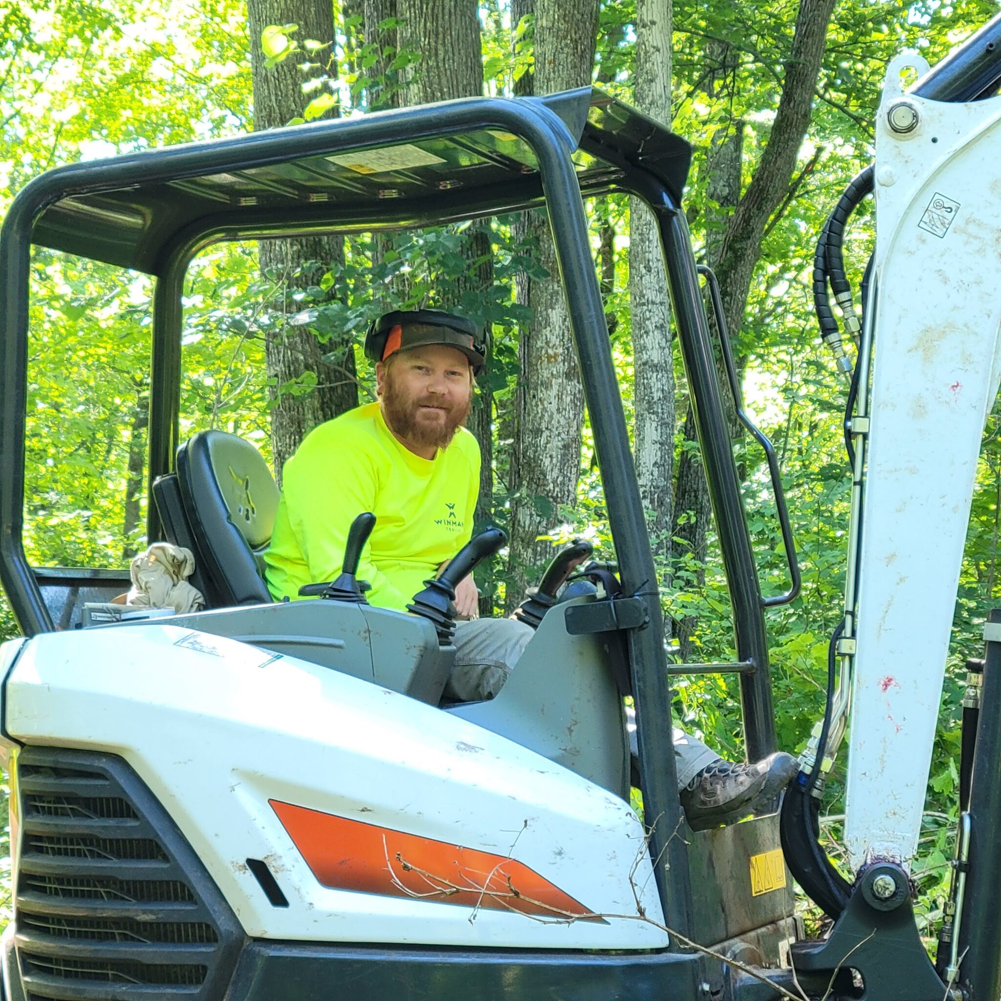Joel at home in his excavator